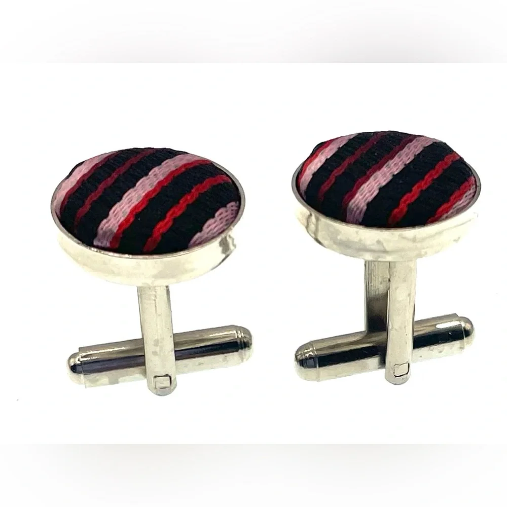 3 for $30 Vintage Classic Silver Tone Fabric Covered Cufflinks